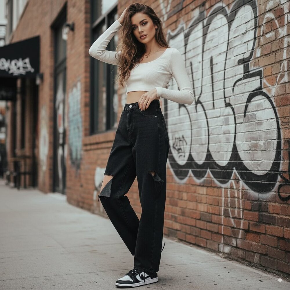 J.ING Anarosa Black Distressed Jeans